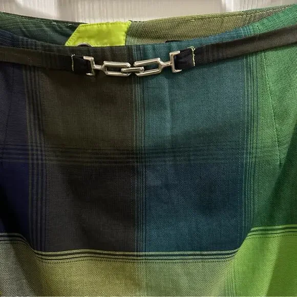 Citi by Yansi Hugel Vintage Plaid Straight Pencil Skirt w/ belt Women’s Sz 4 90s - Picture 4 of 9